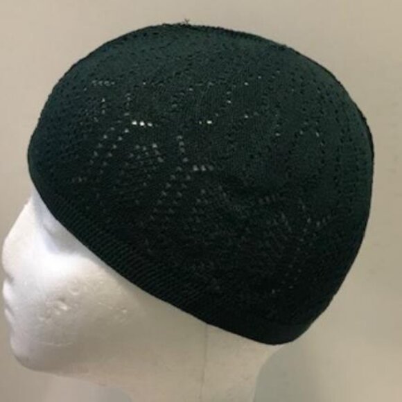 Turkish Knit Cotton Kufi Mercan Skull Cap Green - Picture 2 of 2